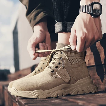 

Men Desert Tactical Military Boots Mens Working Safty Shoes Army Combat Boots Militares Tacticos Zapatos Men Shoe Boots
