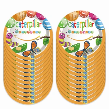 

9inch Disposable Plates Caterpillar Evolution Butterfly Party Decorations Disposable Tableware Sets Baby Shower Party Favors
