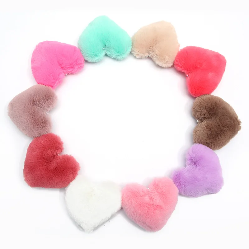 Heart Pom pon Ball for Women Shoes Handbag Keychain, Phone Fashion, DIY Accessories