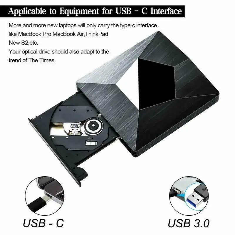 Тип C Usb 3,0 внешний Dvd/Cd/Vcd горелки Rw Svcd привод плеер оптический привод