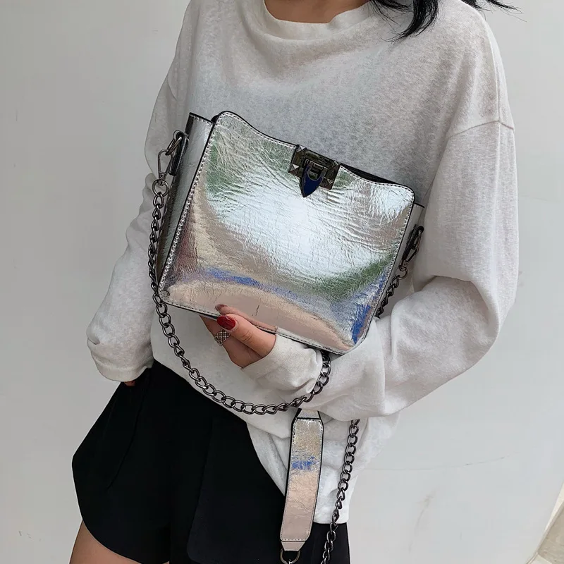 

PU Soft Leather Small Square Tote Bag Female New 2019 Fashion Chain One Shoulder Elegant Messenger Bag Crossbody Bags For Women