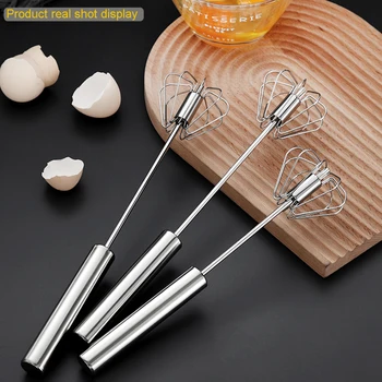 

Hot Sale Semi-automatic Mixer Egg Beater Manual Self Turning Stainless Steel Whisk Hand Blender Egg Cream Stirring Kitchen Tools