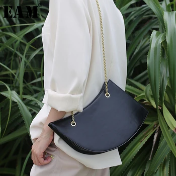 

[EAM] Women New Pu Leather Chain Split Joint Asymmetrical Personality Accessories Fashion All-match Spring Autumn 2020 1D342