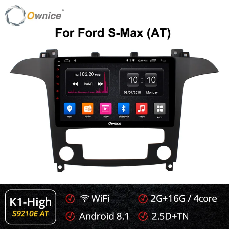 Ownice Android 9,0 Octa 8 ядерный 64G rom автомобильный DVD gps Navi Радио Стерео K3 K5 K6 для S-Max 2007 2008 4G LET DSP Car play DAB+ DVR - Цвет: S9210-2 K1-High