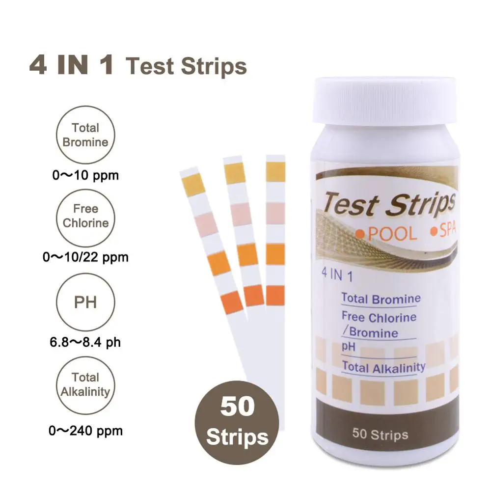 Yieryi 4 In 1 Swimming & Spa Test Paper Total Bromine/Free Chlorine/Total Alkalinity/pH Strips 6.8-8.4 pH Litmus | Инструменты