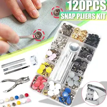 

120PCS 4 in 1 Fastener Snap Set Sewing Buttons Metal Press Stud Cloth Button Setting Tool Kit for Sewing Leathercraft Clothes