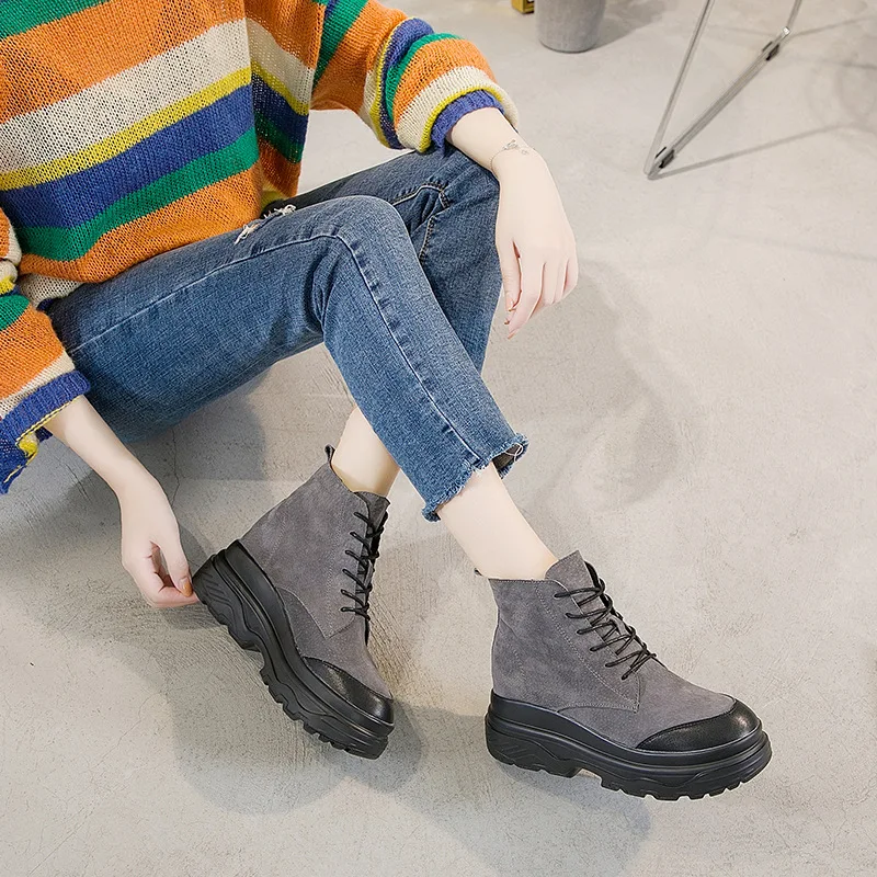 

SONDR bota feminina platform ankle boots for women lace up botas mujer invierno 2020 booties woman high heel gray women's shoes