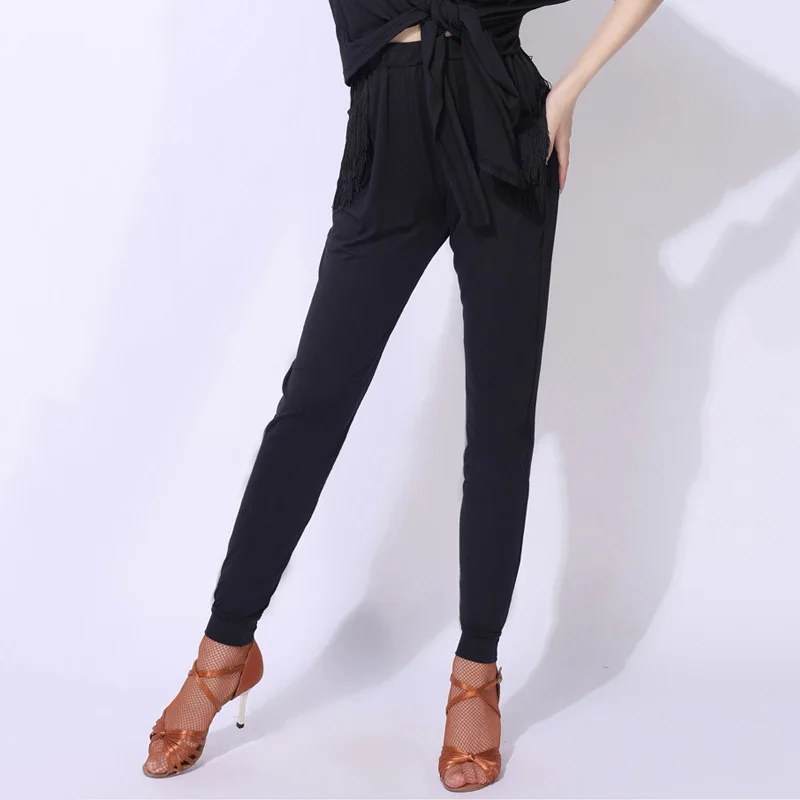 Latin Dance Pants Ladies Black Tassel Trousers Adults Practice Clothing Cha Samba Tango Salsa Dancing Wear Women DNV13455 | Тематическая