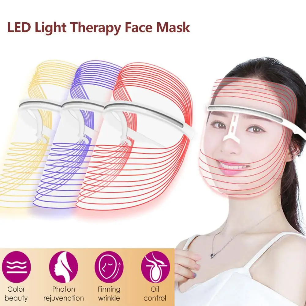 3 colors LED Light Therapy Face Mask Rejuvenation Wrinkle Acne Removal  Facial Mask Electric SPA Beauty Instrument Care Mask|LED Mask| - AliExpress