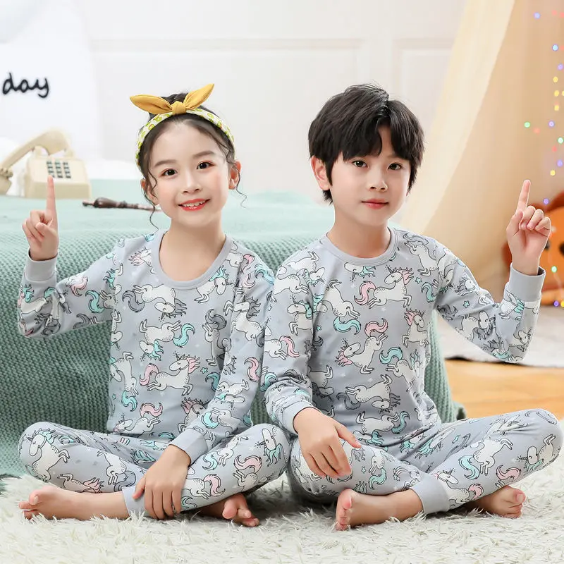 2 Stuks Winter Thermisch Ondergoed Set Katoen 2 Baby Jongens Cartoon Eenhoorn Peuter Meisje Kleding Kids Pyjama|Pyjama Sets| - AliExpress