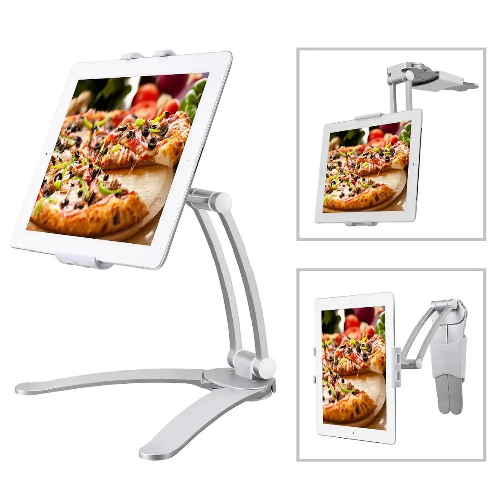 

Wall Desk Tablet Stands Kitchen Tablet Mount Stand Phone Holder Fit For 5-10.5 inch Width Tablet Metal Bracket Notebook Holders