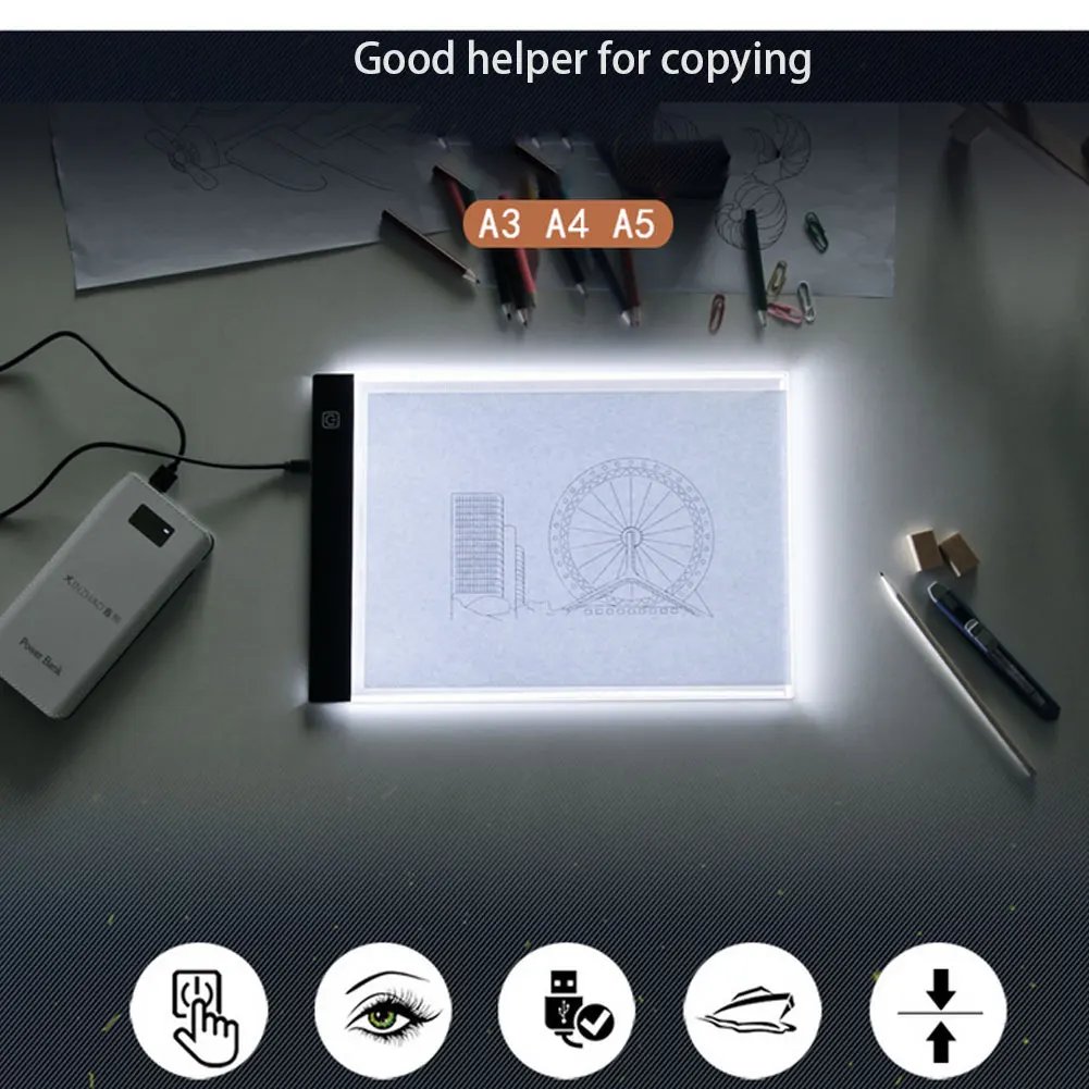 1pc USB A4 A5 LED light Drawing Board 3 Level Dimmable Led Drawing