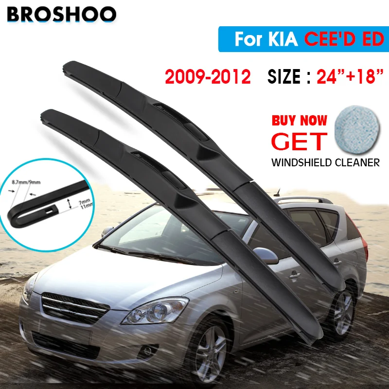 

Car Wiper Blade For KIA CEE'D ED 24"+18" 2009-2012 Atuo Windscreen Windshield Wipers Blades Window Wash Fit U Hook Arms