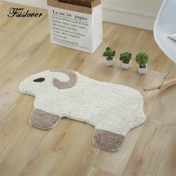 

FSISLOVER Non-slip Floor Mat Sheep Cotton Plush Rug for Living Room Soft Bedroom Map Nordic Big Round Carpet Warm Floor Mat