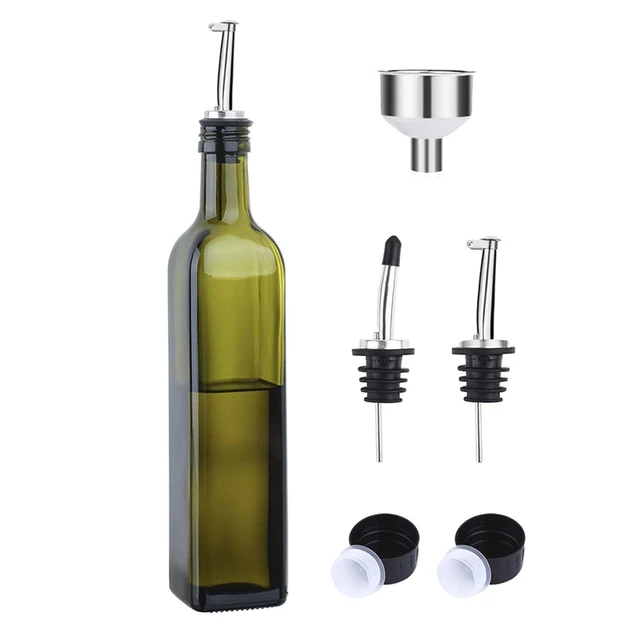 Distributeur d'huile d'olive en verre avec bec verseur, bouteille de  vinaigre, bouteille de vinaigre, bouteilles de cuisine, ensemble de  distribution de 500 ml, 2 pièces : : Cuisine et Maison