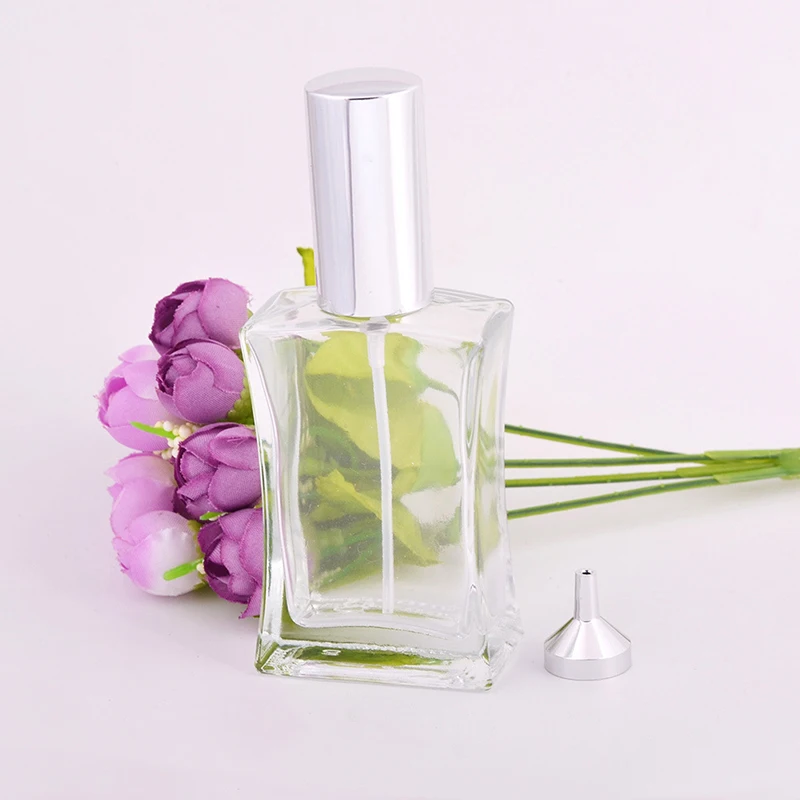 

50ML Glass Spray Bottle Aluminum Spray Transparent Perfume Bottle Empty Containers for Cosmetics Portable Refillable Container