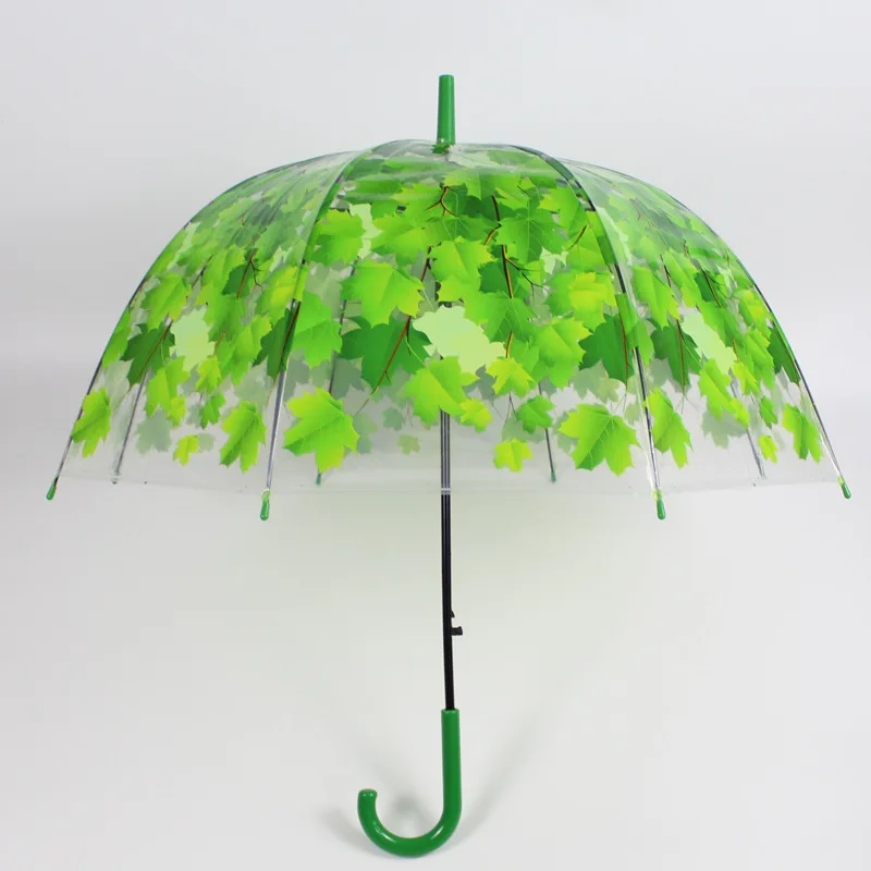 

Transparent Umbrella Small Clear New Long Handle Transparent Umbrella Baking Paint Umbrella Originality Maple Leaves Umbrella