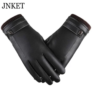 

JNKET Men PU Leather Gloves Touch Screen Gloves Winter Windproof Gloves Thicker Warm Coral Velvet Driving Gloves Waterproof