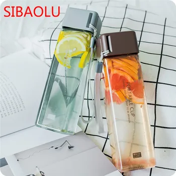 

Female Cute Student Korean Personality Creative Trend Plastic Cup Square Simple Hand Cup Korea Harajuku Water Cup