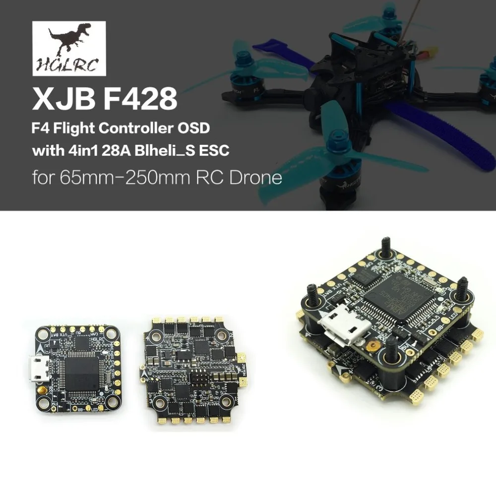 HGLRC XJB F428 F4 башня Полетный контроллер Betaflight OSD 2-4S 4в1 28A/38A Blheli_S ESC для 65 мм-250 мм RC Квадрокоптер Дрон hz