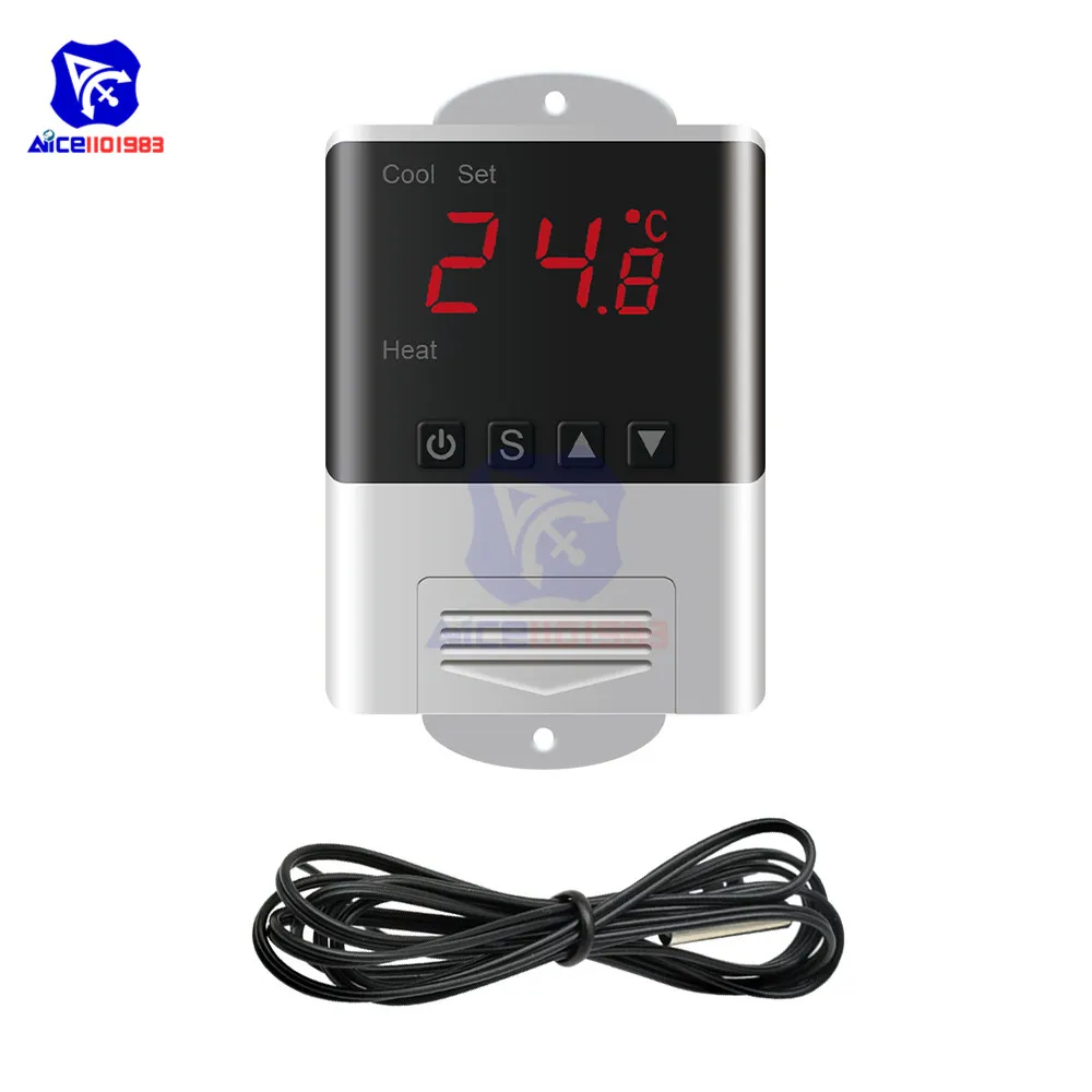 diymore Thermometer Hygrometer AC 110 -220V LED Digital Temperature Humidity Controller with Sensor Probe for Aquarium Incubator |