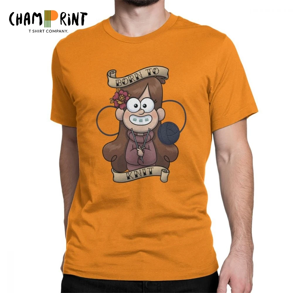 Born 2 Knit Gravity Falls T Shirt Men's Cotton Novelty T-Shirt Round Collar Tee Short Sleeve Clothes Gift Idea |