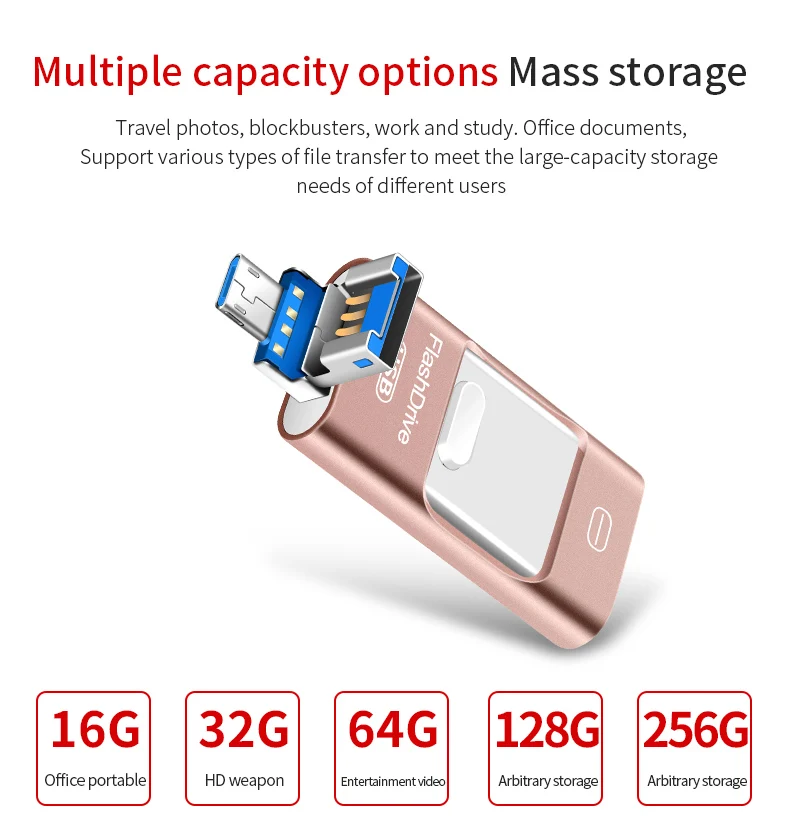 Новинка OTG Usb флеш-накопитель для iPhone/iPad/Android Phone 3,0 USB Cle Stick для iPhone6 7 8 X XS XR Pendrive 128GB диск на ключ