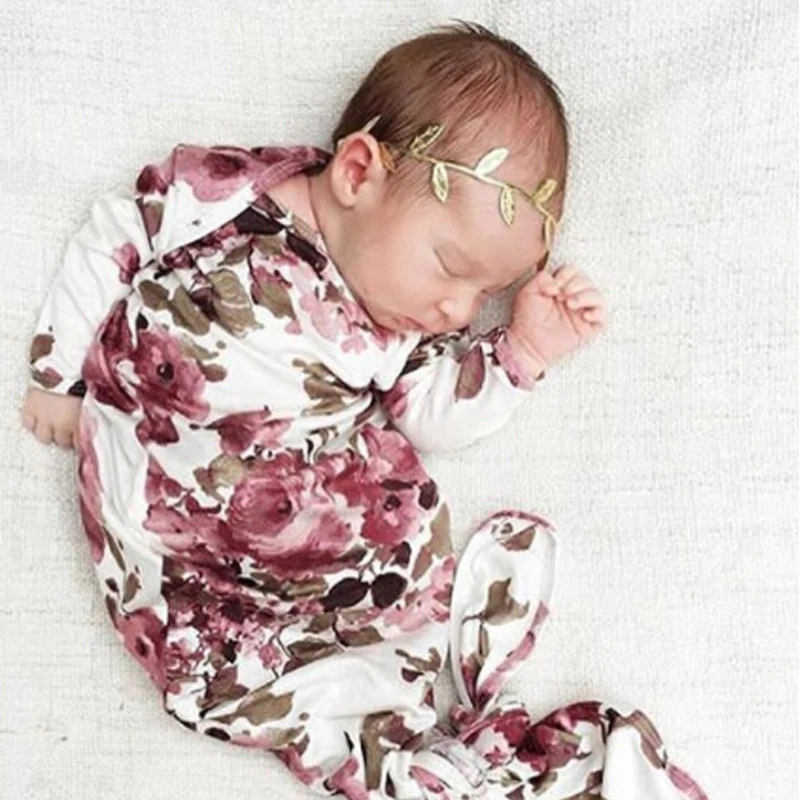Emmababy комплект осенней одежды для новорожденных с длинными рукавами и цветочным орнаментом; пеленка с принтом одеяло для сна мешок пеленать муслиновая пеленка