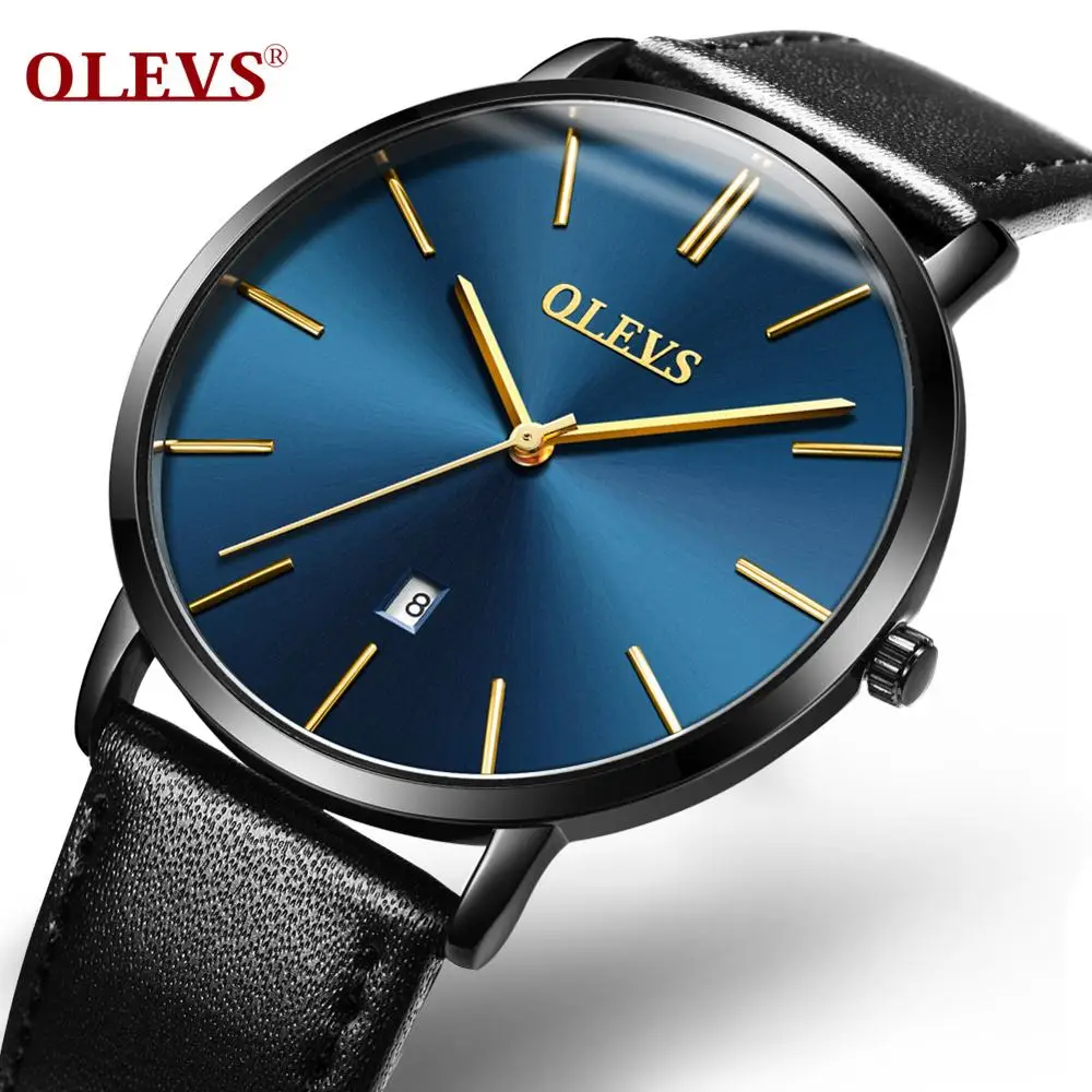 

OLEVS Luxury Mens Watches Waterproof Ultra Thin Date Clock Male Leather Fashion Casual Quartz Wristwatch Men Sports Male Clock