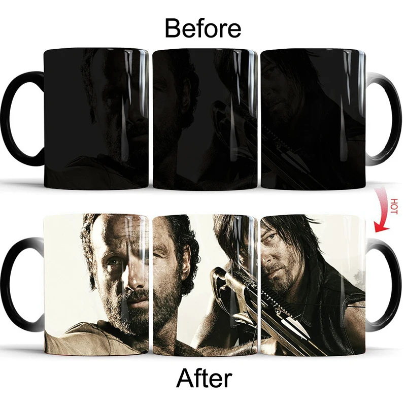 Color Changing Mug 350 мл новая волшебная кружка "Ходячие мертвецы", меняющая цвет, керамическая чашка для кофе, молока, чая, лучший подарок для семьи, детей, детей, на день рождения - Цвет: Color Changing Mug