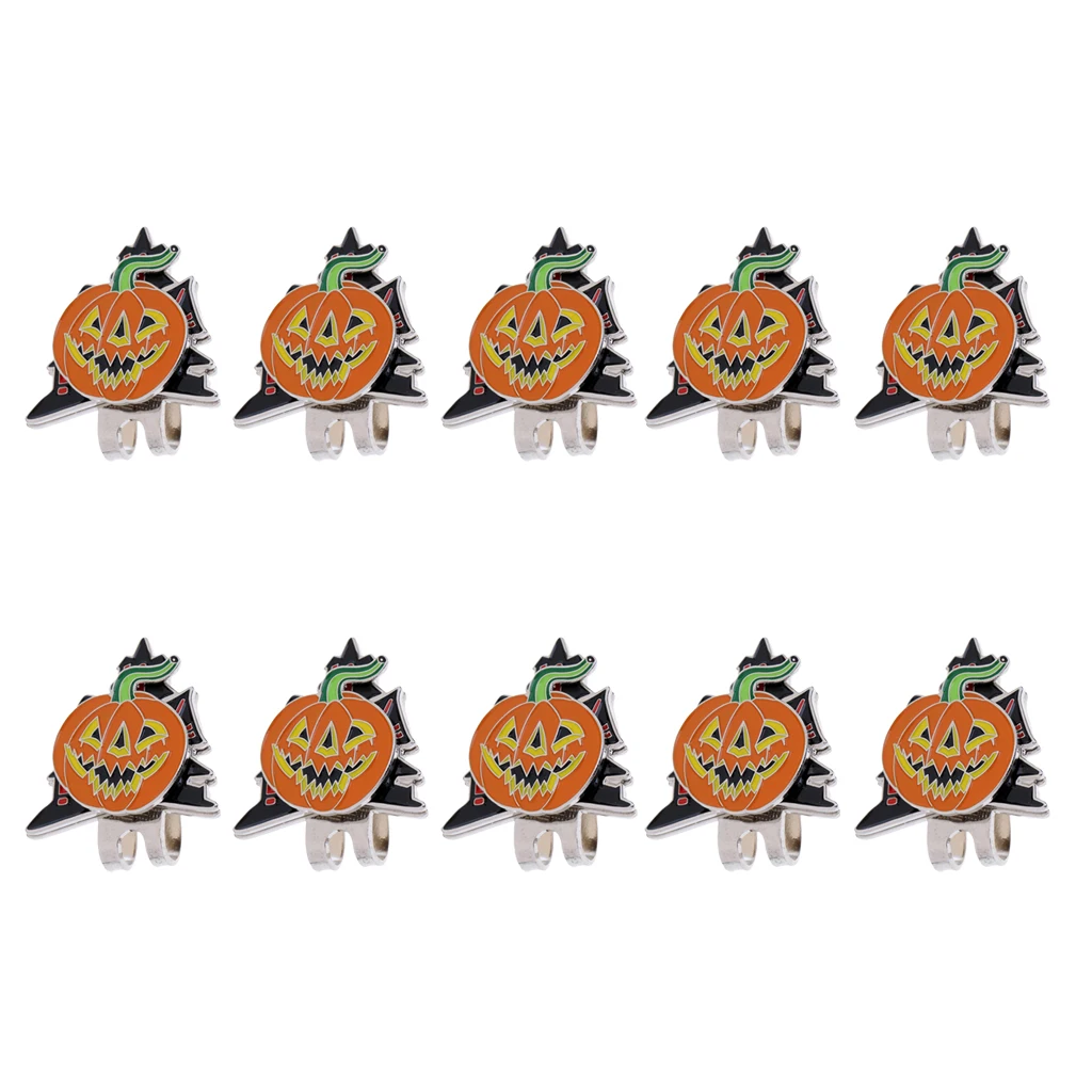 10 Pieces/Pack Halloween Pumpkin  Hat Cap Clip Golf Ball Marker Gift