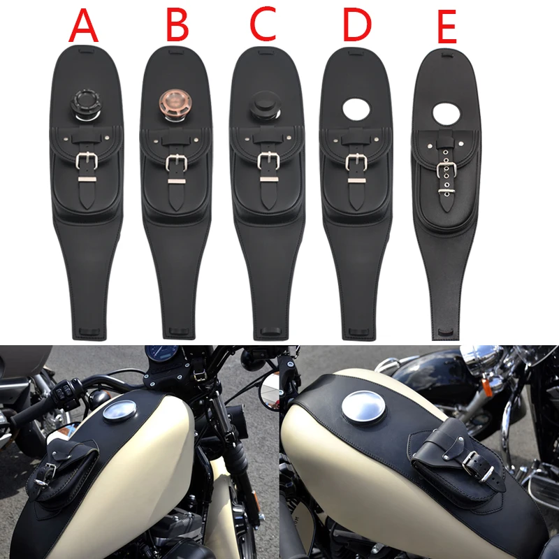 Nero Moto Olio Serbatoio Carburante Copri Chap Pannello Pad Bavaglino Reggiseno Borsa Serbatoio Gas Tappo Olio Universale Per Harley Sportster Xl 48 8