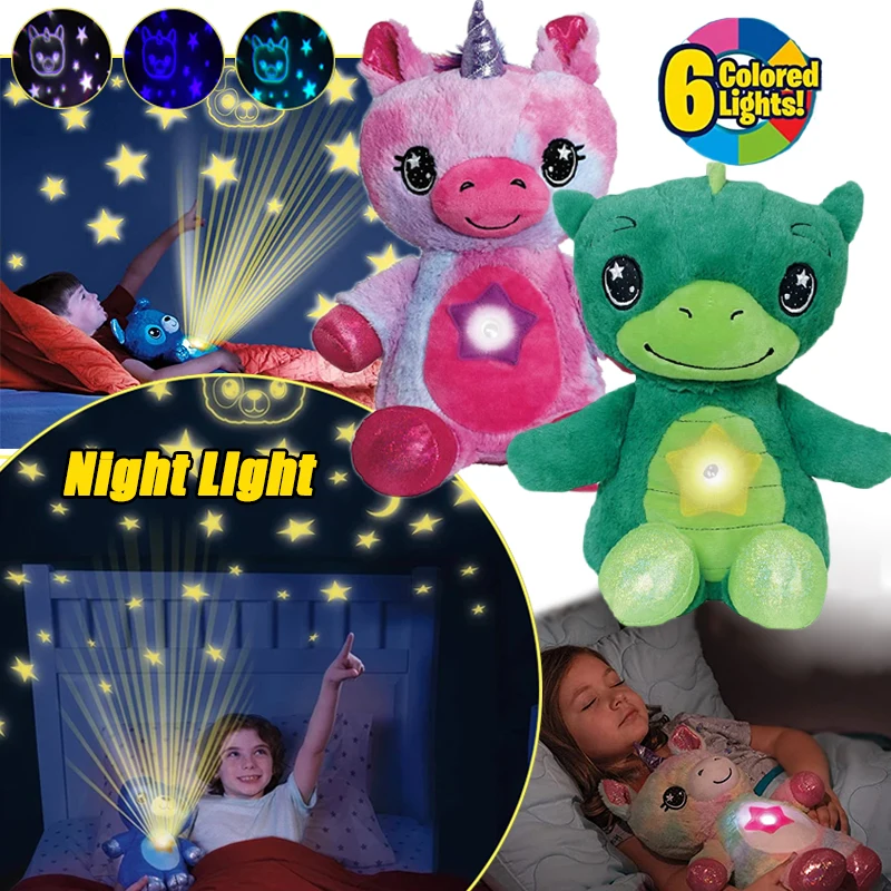 Knuffel Met Licht Projector In Ster Troostende Speelgoed Speelgoed Nachtlampje Snoezige Puppy Lamp Pop|Pluche Lichtgevens Speelgoed| -