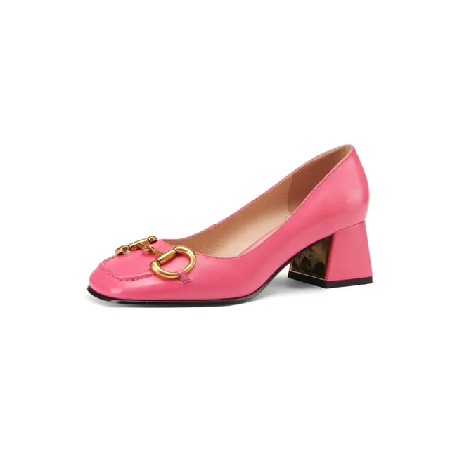 The New Summer Edition Of 2021 Women's Pure Color High-Heeled Shoes With Horseback Buckle Casual Fashion And All-Match Women's s Mei red