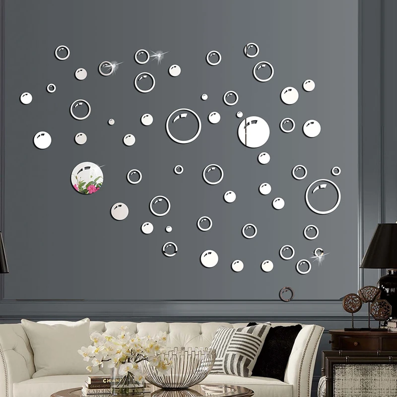 32X Removable 3D Mirror Wall Stickers Circle Decal Art Mural Home Room DIY Decor