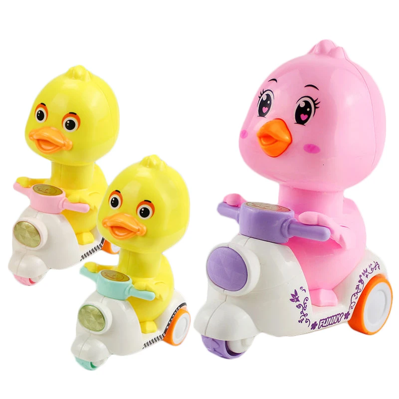 

Lovely Duck Press Car Toys For Children Cartoon Motorcycle Small Yellow Duck Inertia Walking Toy Gift For Kids Girls Friends