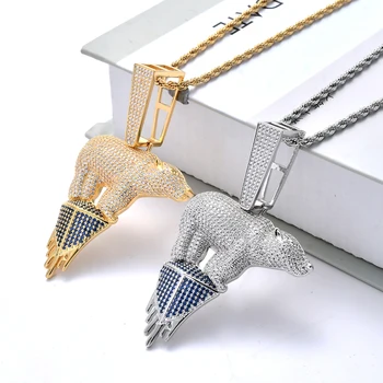 

Bohemia Polar Bear CZ Zircons Pendant Long Chain Jewelry Accessory for Women Ladies
