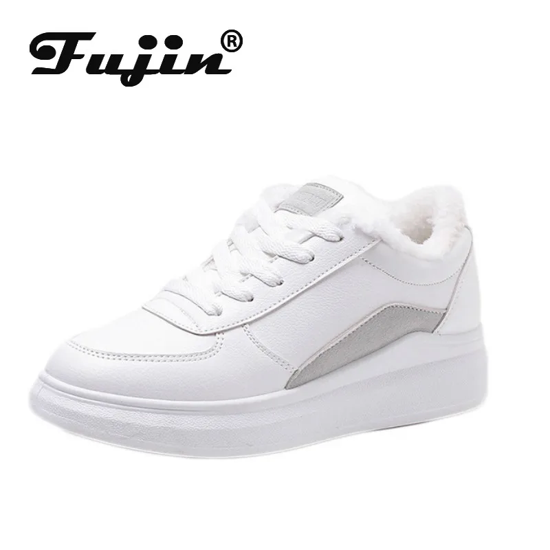 

Fujin 2019 Winter Plush Velvet White Shoes Thick Bottom Causal Women Boots Leisure Snow Boots Female Warm Cotton Shoes White