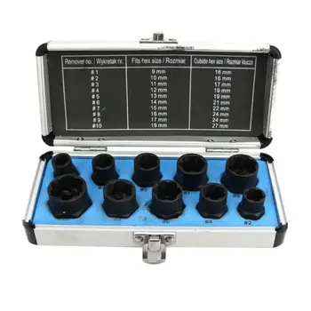 

10pcs/set Damaged Screw Nut Puller Remover Set 9-19mm Broken Screws Removal Kit