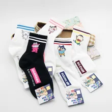 Носки Crayon Shin Chan, теплые женские носки из хлопка с рисунком аниме, милые корейские удобные уличные модные повседневные носки