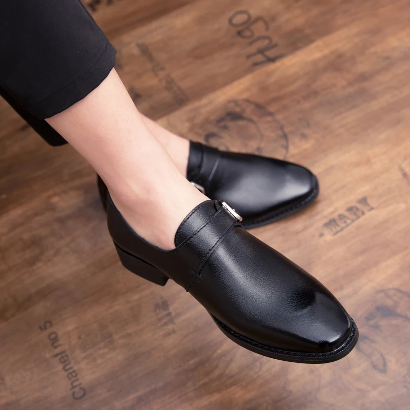 Men leather Casual Shoes mens pointed toe dress shoes high quality