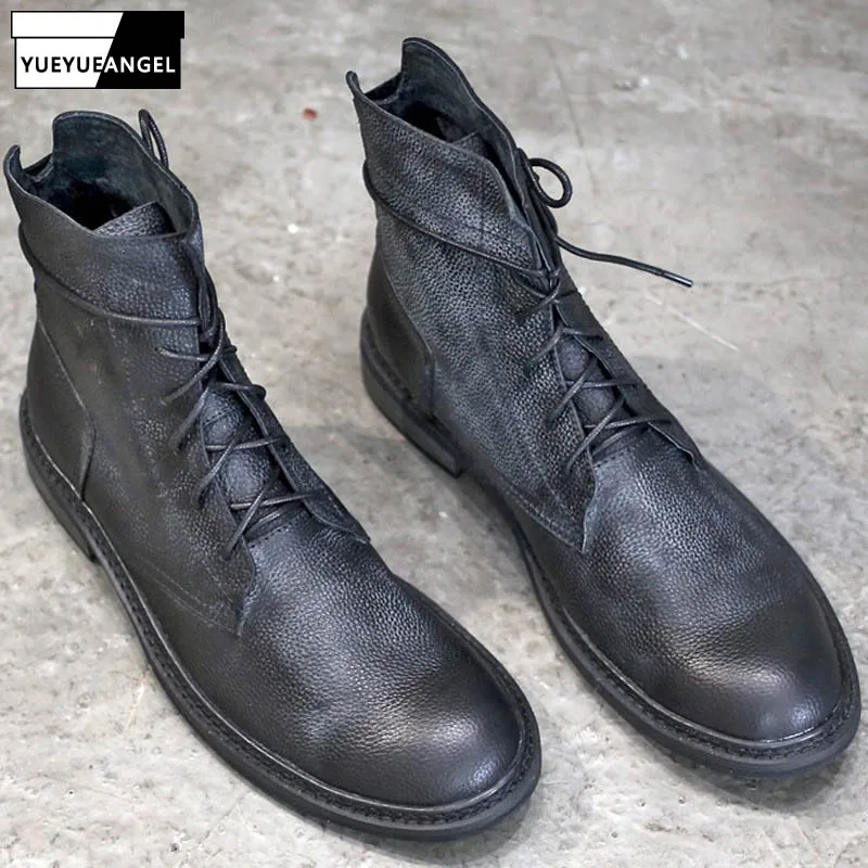 Высокие мужские мотоциклетные ботинки в стиле Харадзюку на осень Британская