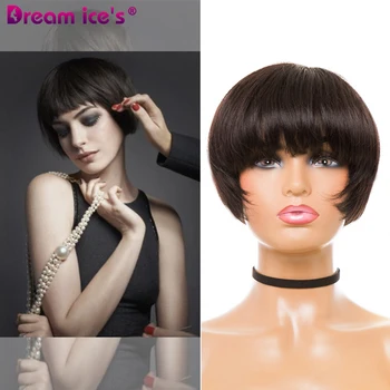 

2-6 inch Bob short wig with flat bangs black 100% breathable realistic high temperature resistant synthetic wig