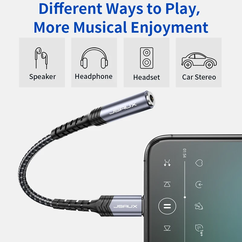 Jsaux MFi Lightning to 3 5mm Jack Aux Cable iPhone Headphone Adapter iPhone adapters for iPhone 11 12 Pro Audio Splitter Cable