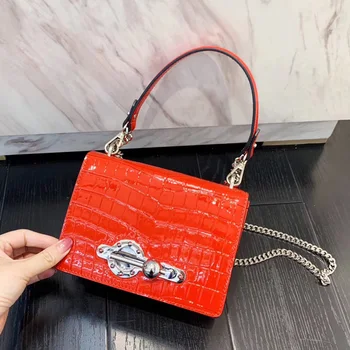

Stone Pattern Crossbody Chain Bag for Women 2020 Trend Real Leather Top-handle Handbags Ladies Evening Dinner Party Purses Bolsa