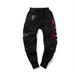 Осень 2018 Новый Уличная пот брюки отверстие полые хип хоп джоггеры брюки для мужчин