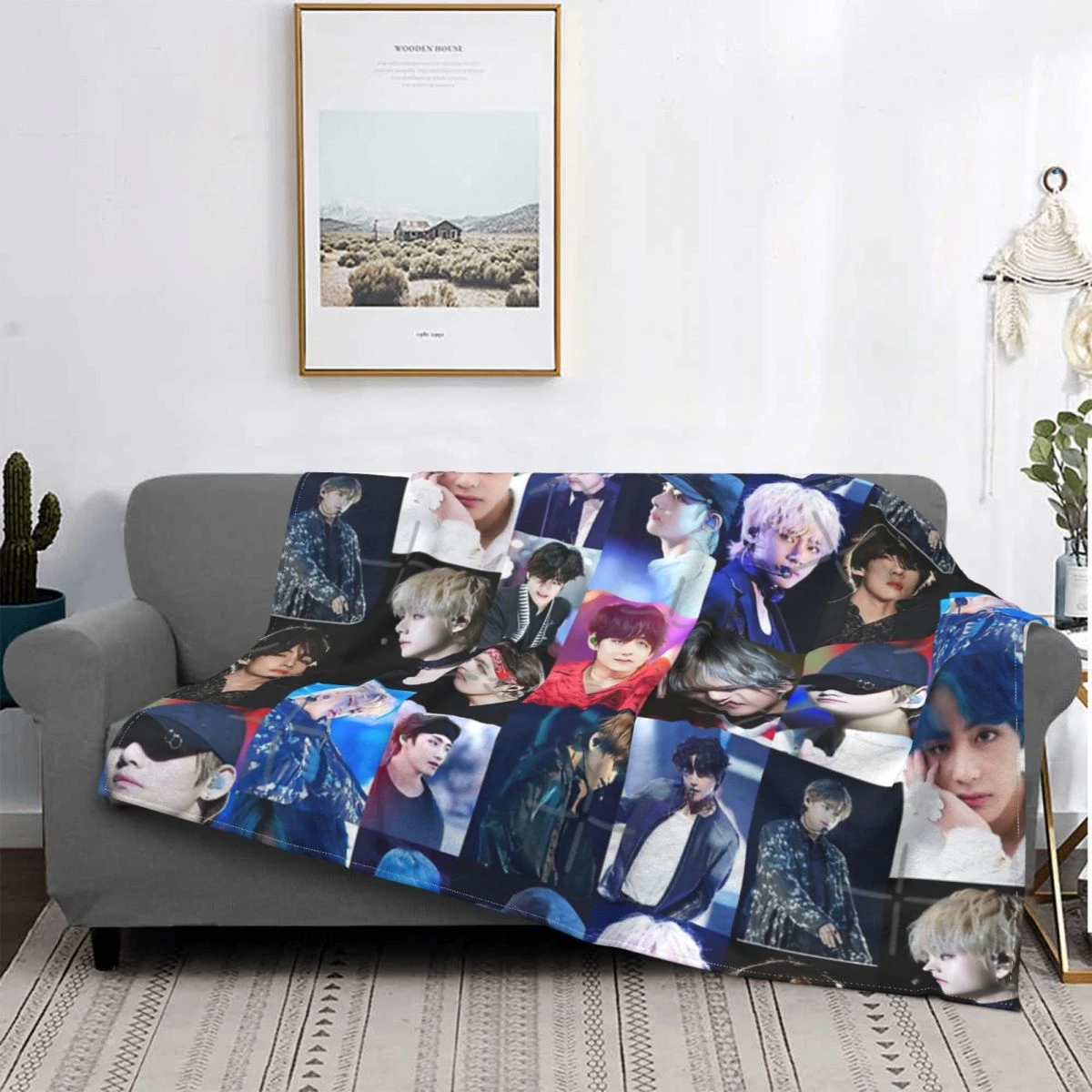 Kim Taehyung v bts manta colcha cama manta a cuadros sofá manta de muselina  manta a cuadros en el sofá|Mantas| - AliExpress