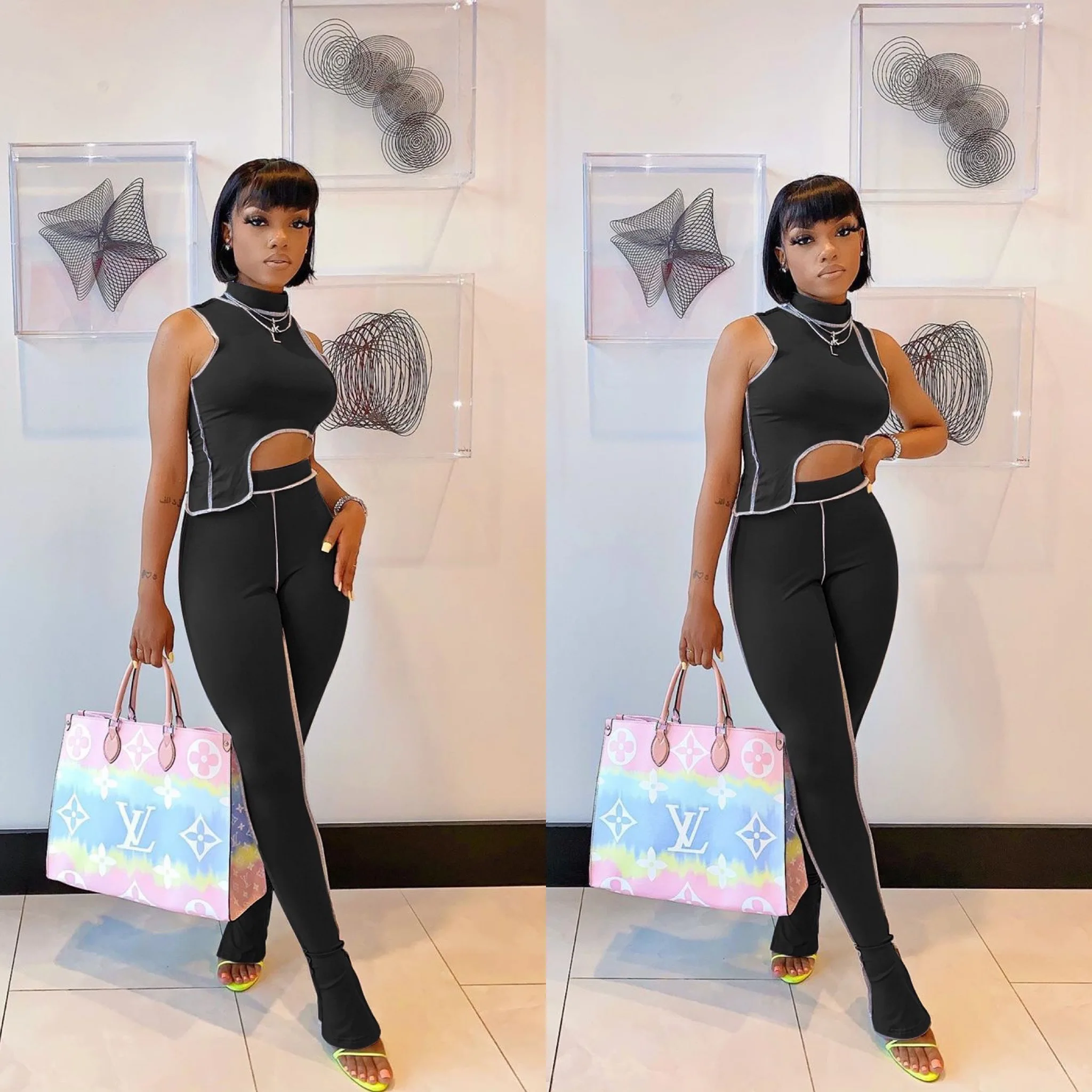 

2020 New Summer Women Elegant Two Piece Set Suits Set Office lady Suits Matching Set Sexy Street Wear Outfits