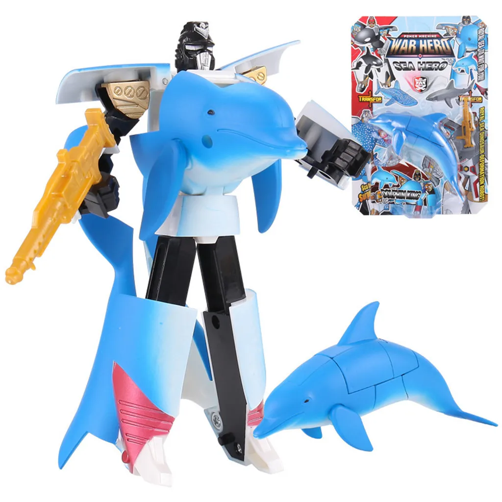 Умные игрушки Детская игрушка трансформер робот Акула океан аниме фигурка подарок на Рождество робот игрушка Интеллектуальный D30912 - Цвет: BU