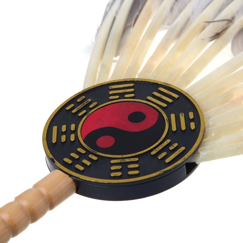 Feather Ancient Chinese Zhuge Liang Black Feather Hand Fan Bamboo Fan Decoration Dance